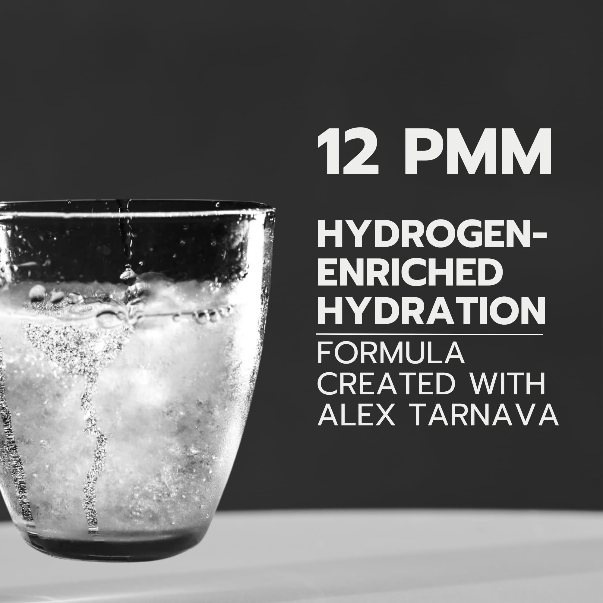 HYDRO HYDROGEN TABLETS dissolving in water creates hydrogen-rich beverage.