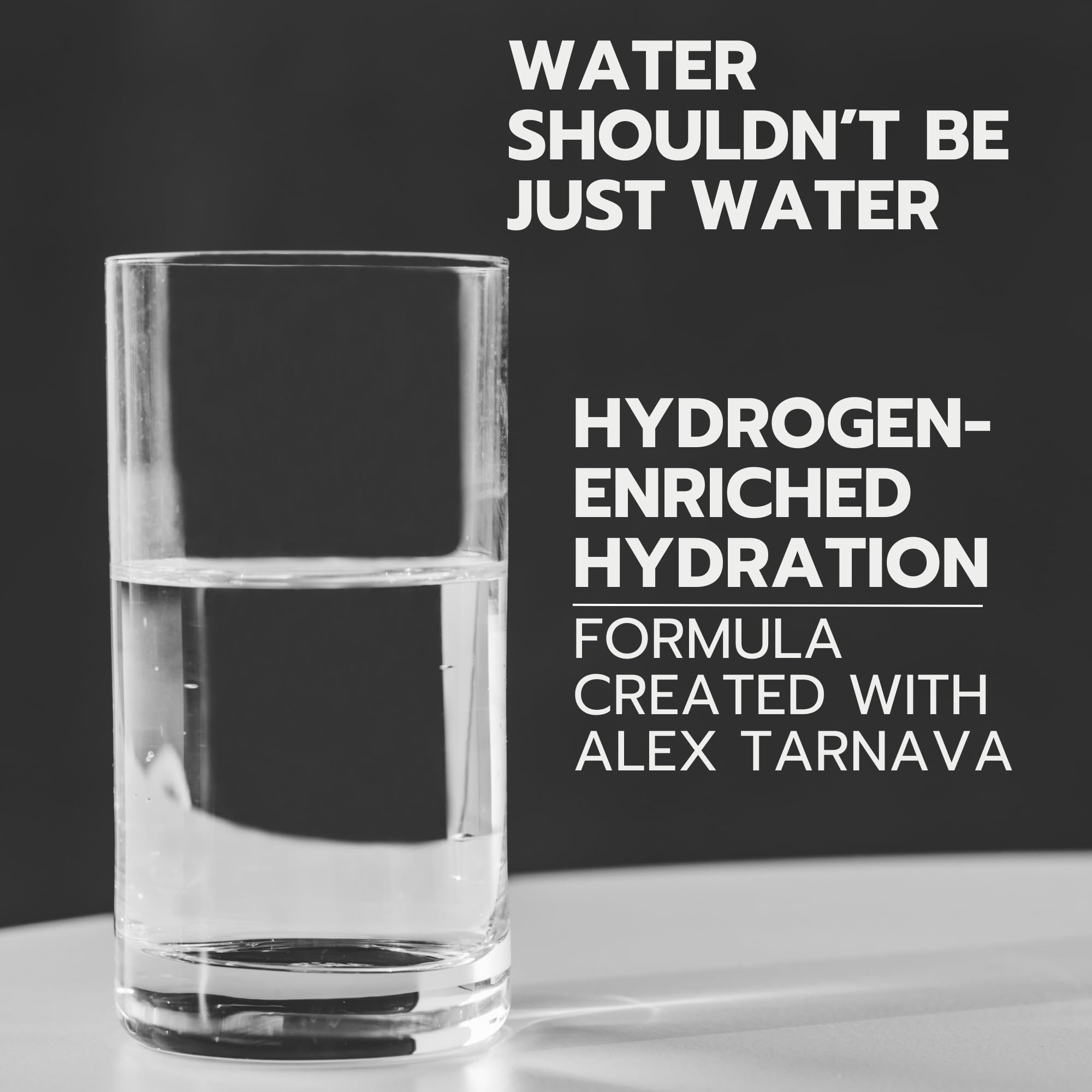 HYDRO HYDROGEN TABLETS dissolving in water to create hydrogen-rich hydration