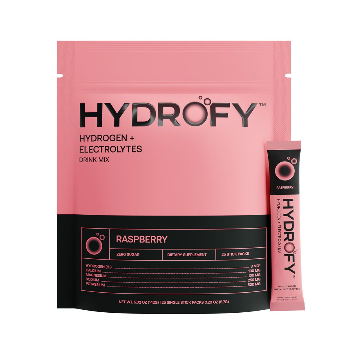 Hydrofy H2 electrolyte packet pour for refreshing hydration on the go.