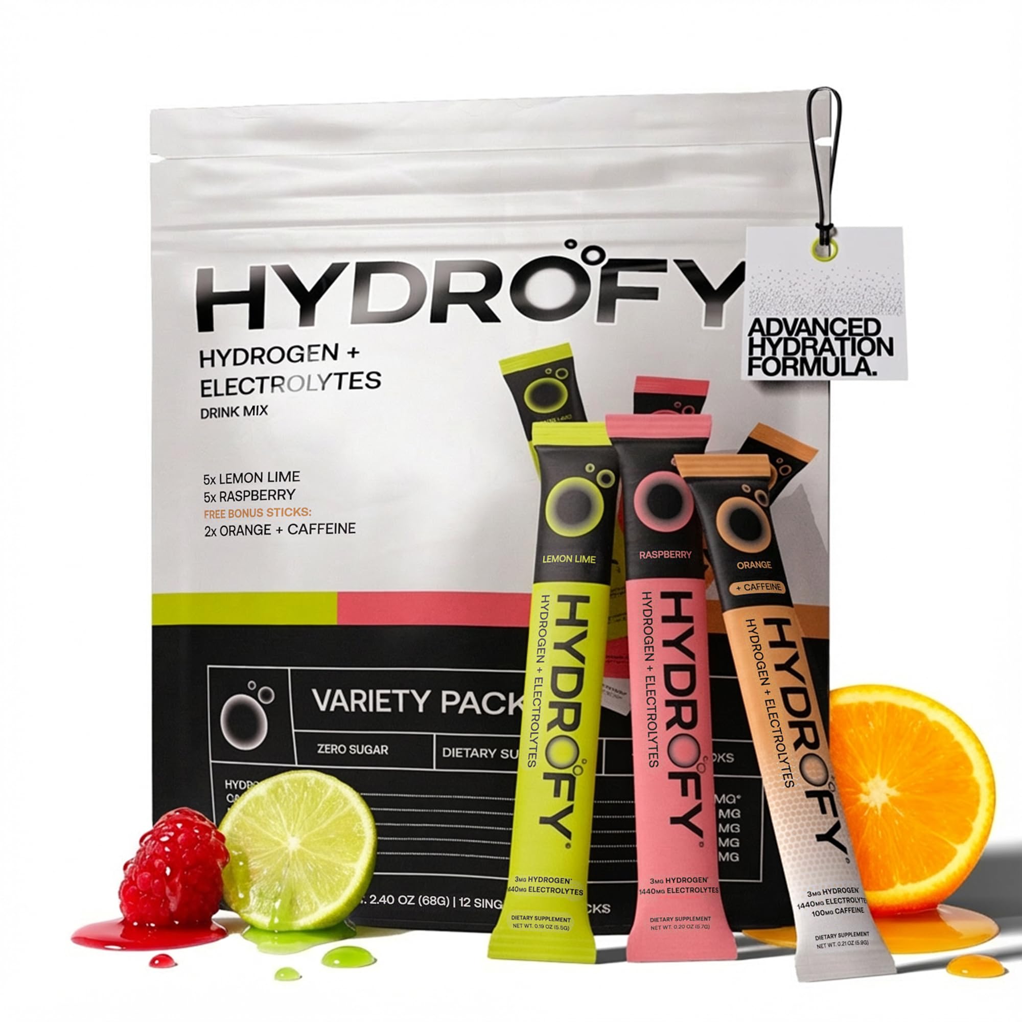 Hydrofy variety-pack display with three flavors for versatile hydration