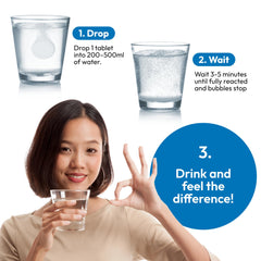 HydroH easy-use tablets ideal for hydration anywhere.