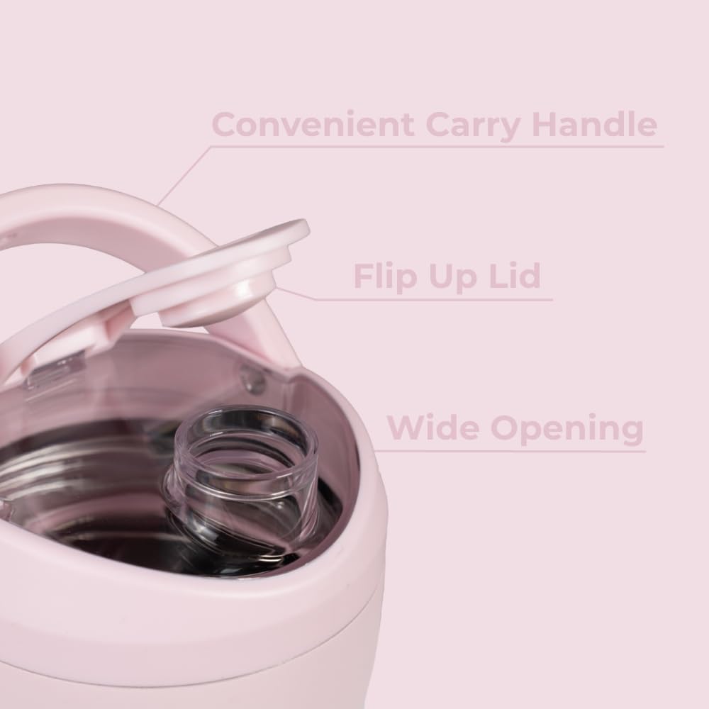 HydroJug 24 oz insulated shaker silent grate closeup emphasizing clump-free mixing.