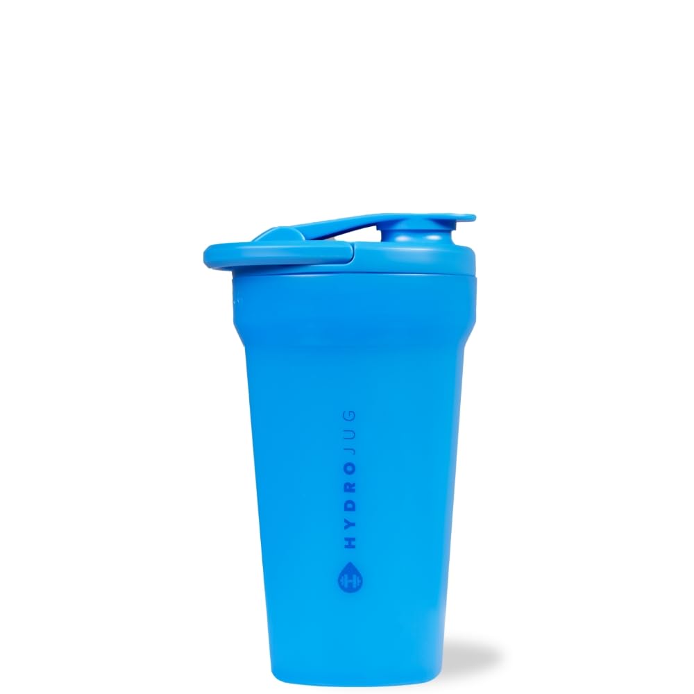 HydroJug 590 ml con mezclador silencioso para batidos suaves en el gimnasio.