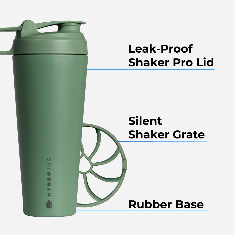 HydroJug shaker cup with tumbler lid and straw for hot or cold beverages.