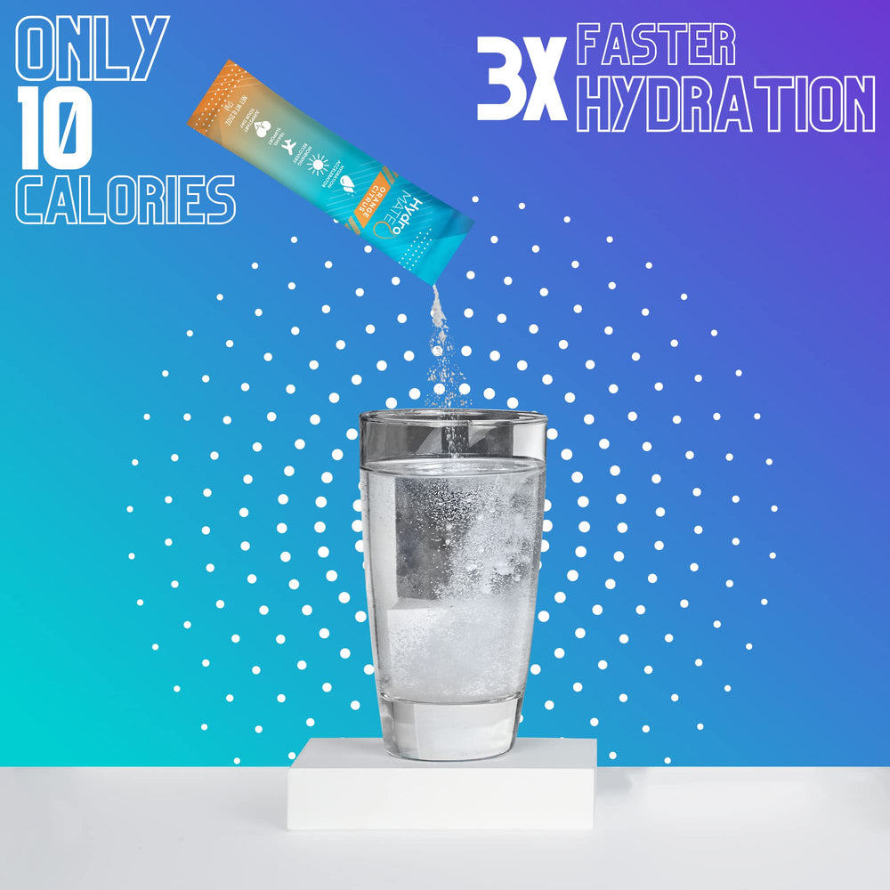 HydroMATE Electrolytes low sugar label highlights a lighter hydration option