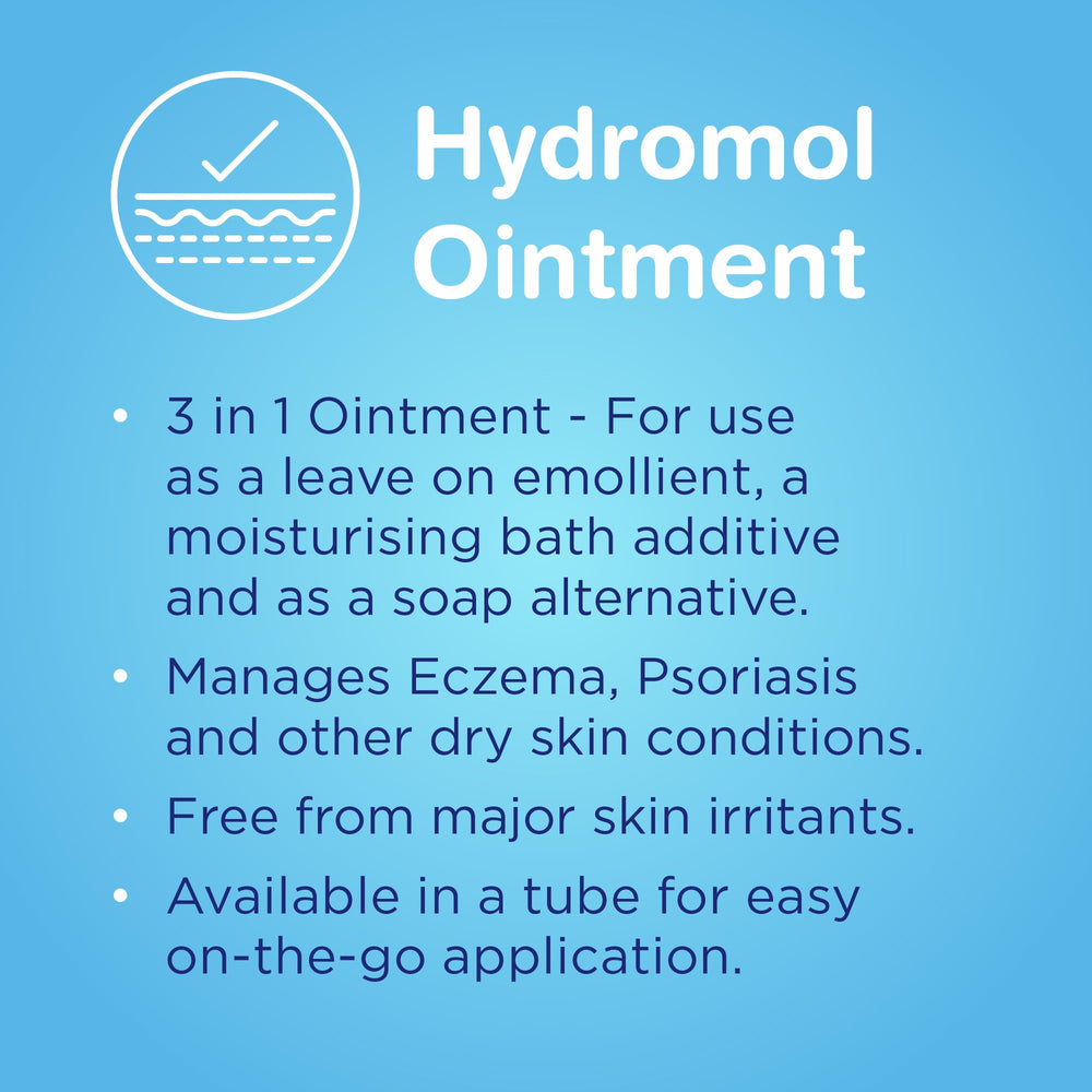 Hydromol Ointment 500g night-time routine to soothe dry skin.