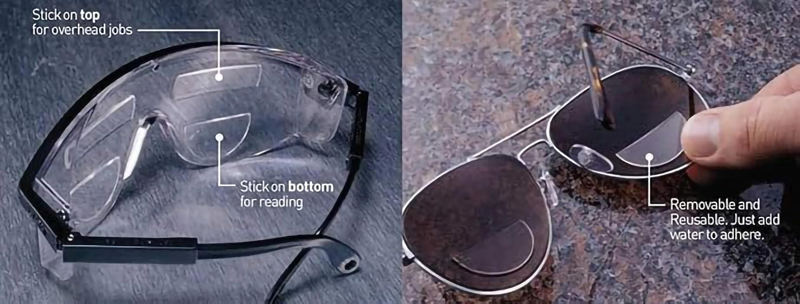 HYDROTAC OPTX 20/20 on glasses converts to bifocals with clear view
