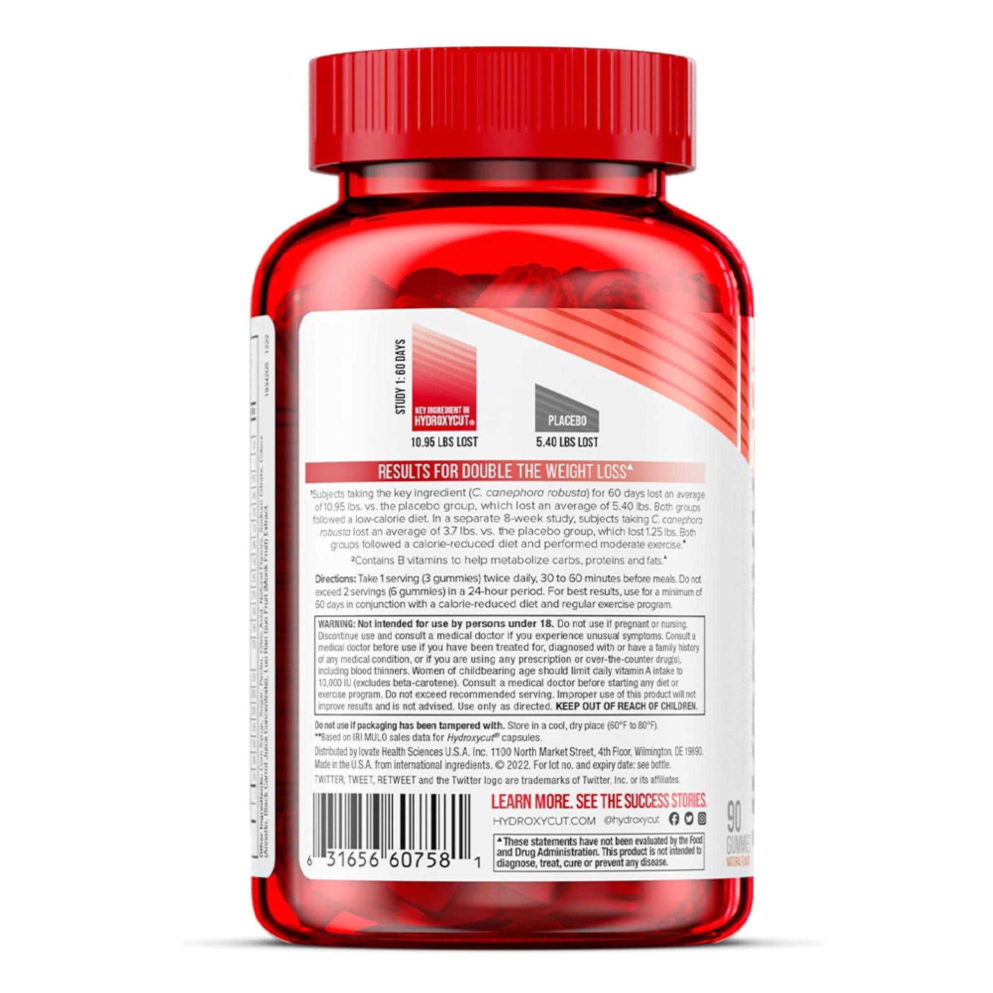 Hydroxycut Gummies label detail features product name and key ingredients.