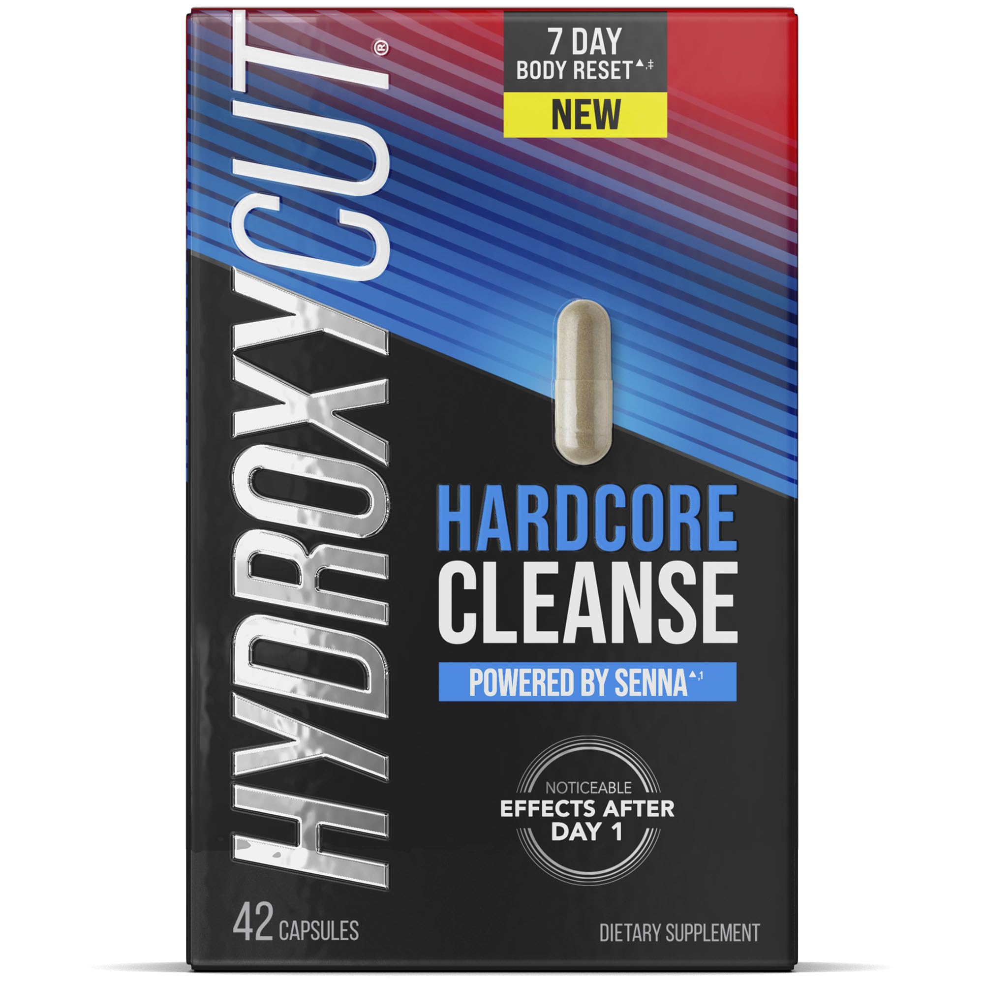Hydroxycut Hardcore Cleanse bottle front view highlighting a seven-day reset potential