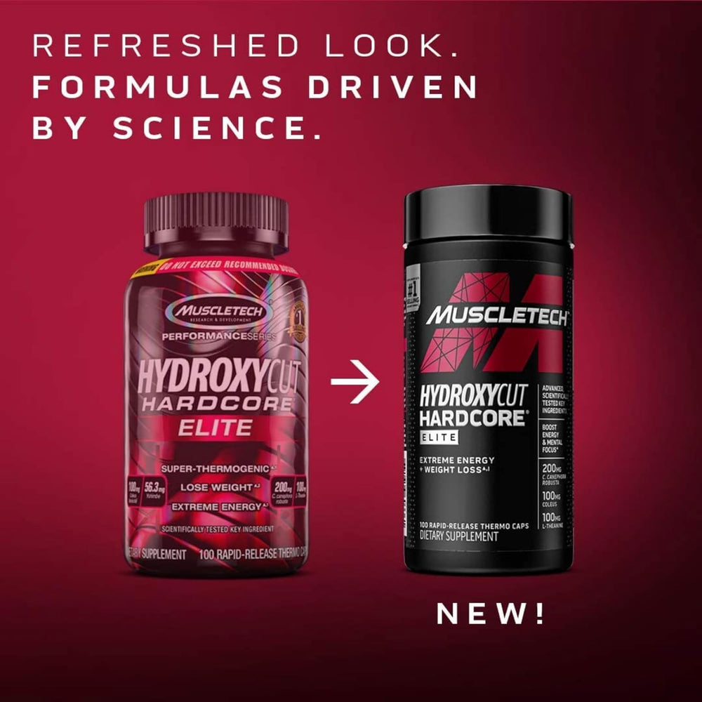 Two-pack packaging of Hydroxycut Hardcore Elite for home use and travel.