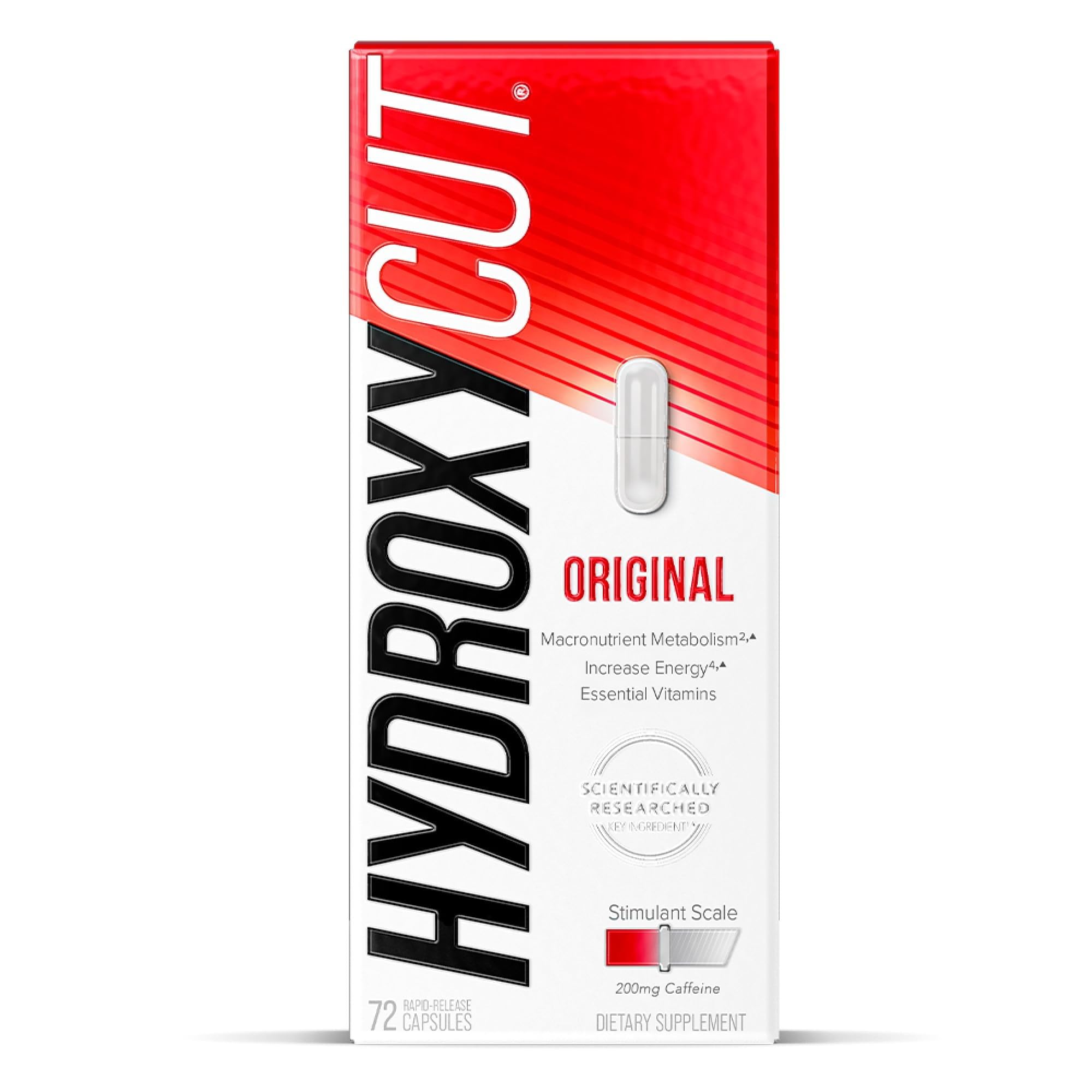Hydroxycut Original bottle on desk highlighting energy support for daily routines