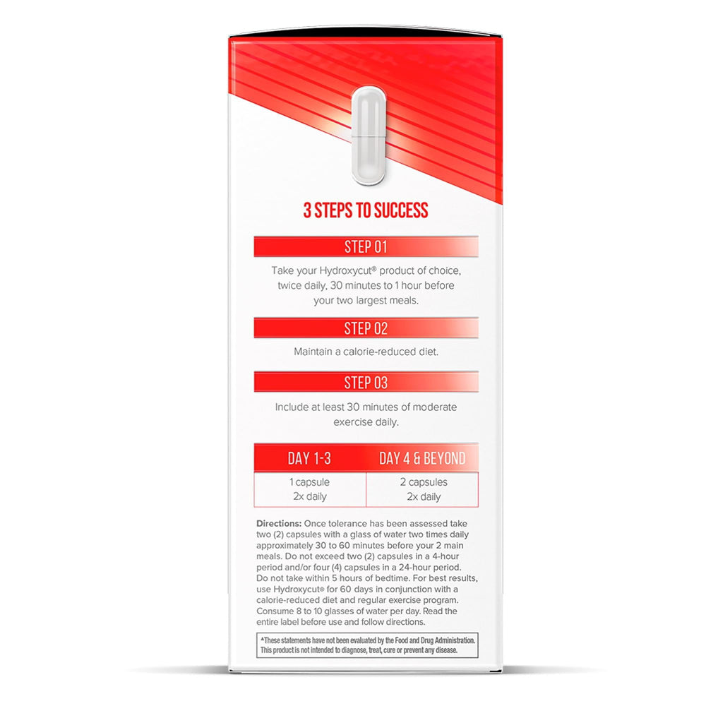 Hydroxycut Original bottle beside a glass of water for daily use