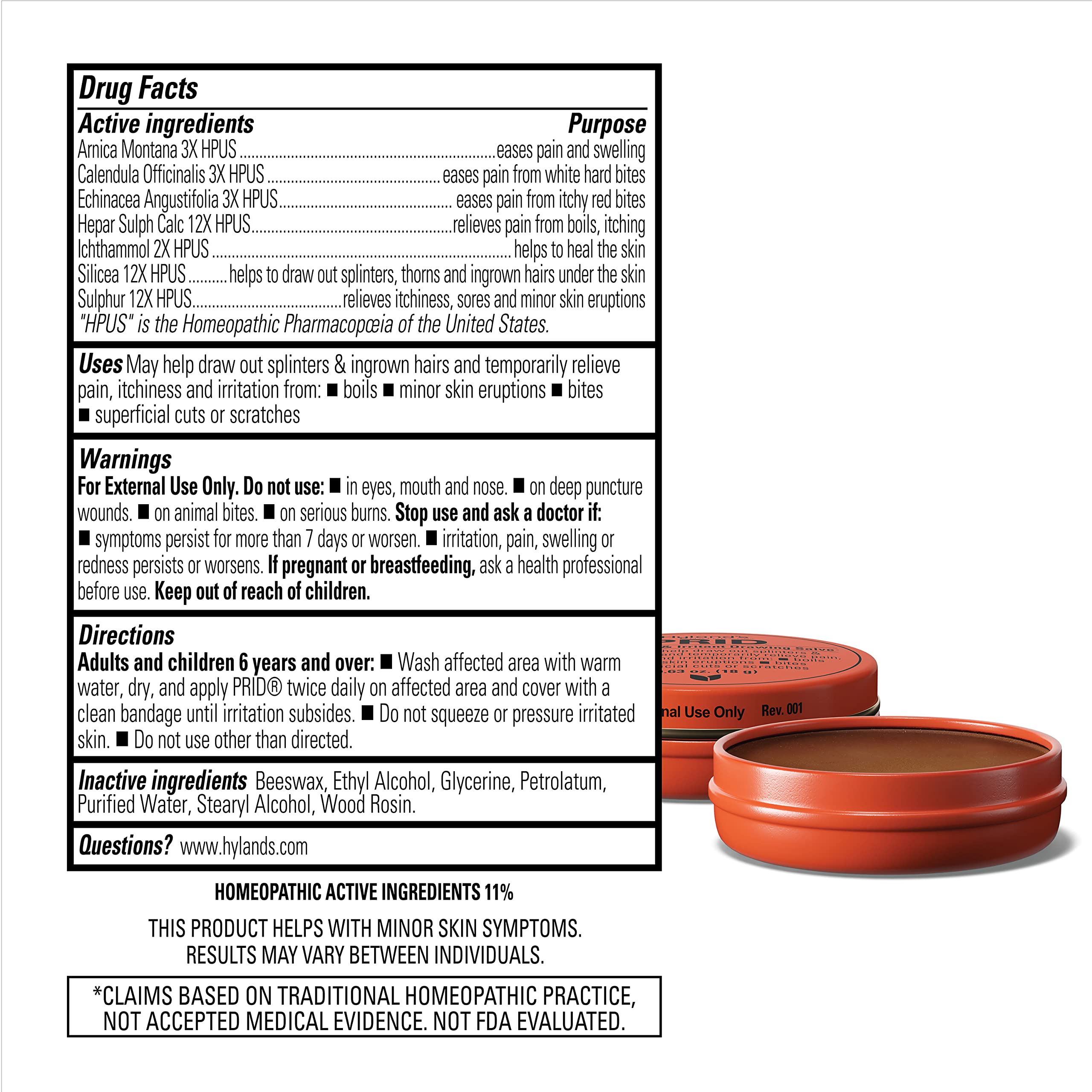 Hyland's PRID drawing salve pack front showcasing two-pack convenience for first aid.