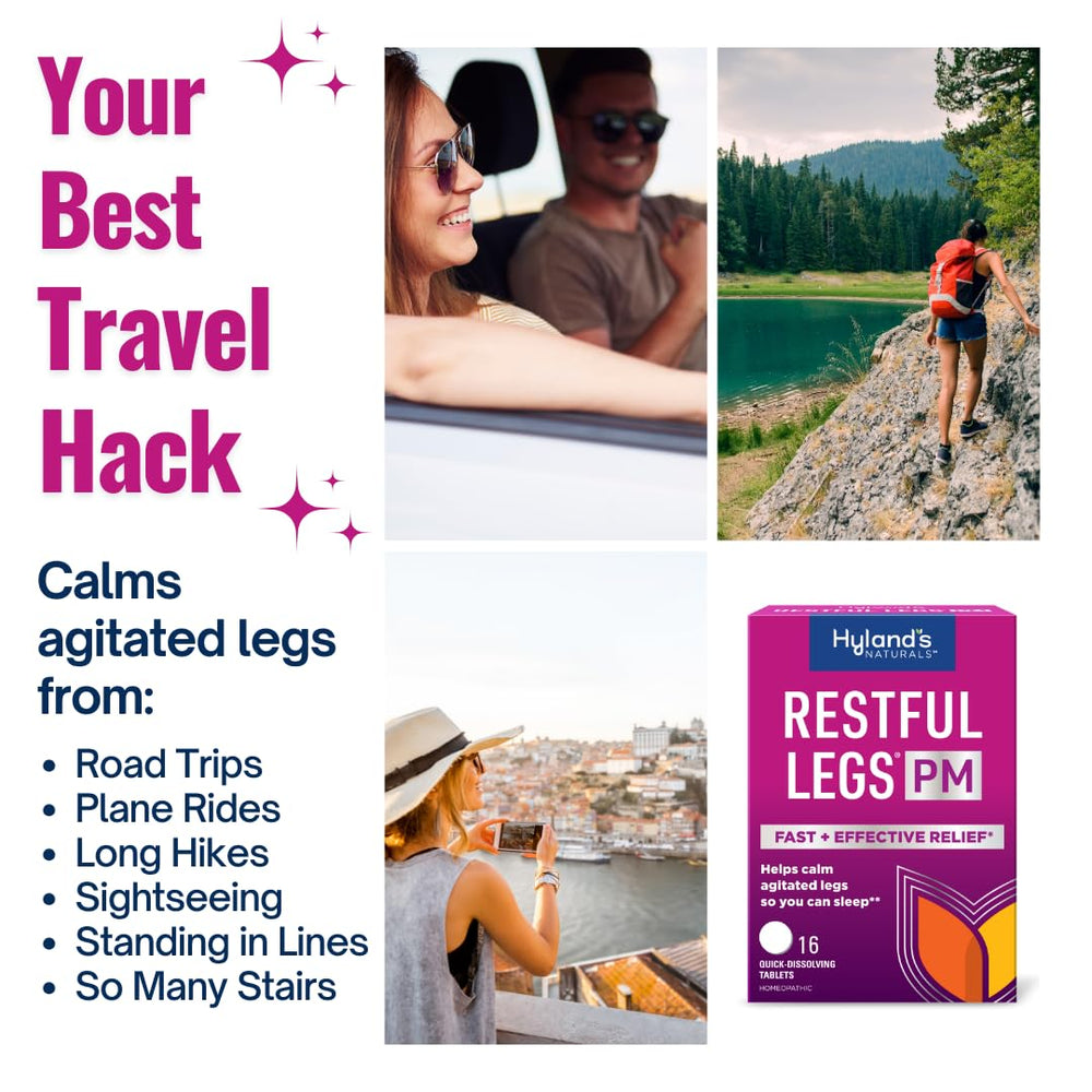 Dissolving Hyland's Restful Legs PM tablets under the tongue for easy use.