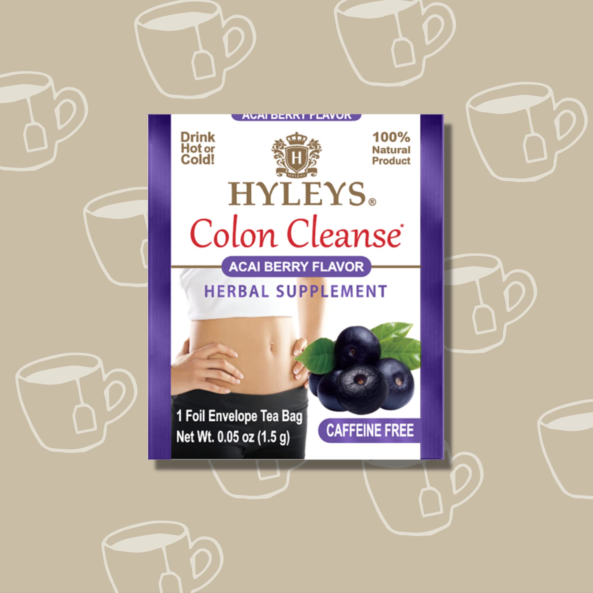 Hyleys Colon Cleanse Acai Berry ingredients-herbs illustrated for natural digestion support