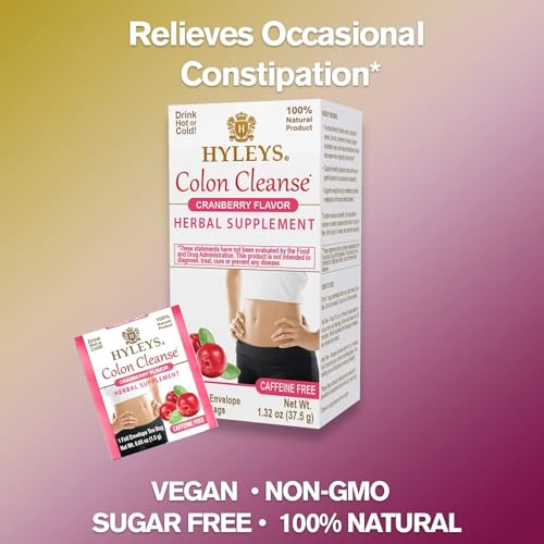 Hyleys Colon Cleanse Tea Cranberry Closeup of tea bags and aroma.