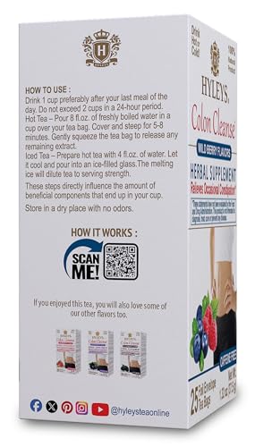 Hyleys Colon Cleanse Wild Berries product shot on a clean surface, everyday wellness option.