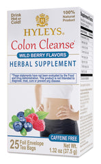 Hyleys Colon Cleanse Wild Berries tea bag close-up for gentle digestion support.