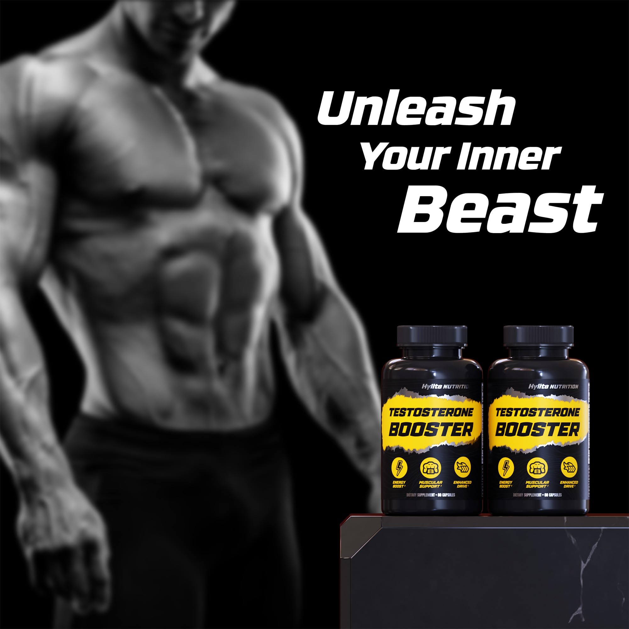 HYLITE NUTRITION Testosterone Booster 2-pack box emphasizes value.