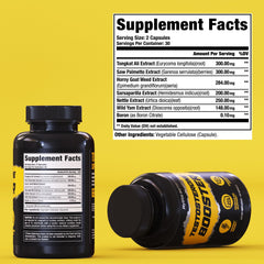HYLITE NUTRITION Testosterone Booster label closeup highlights trusted formula.