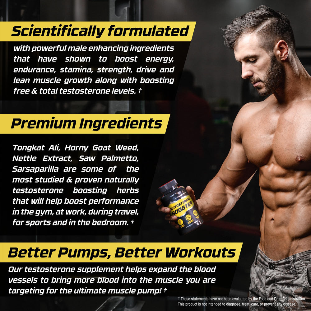 HYLITE NUTRITION Testosterone Booster pills in hand ready for training.