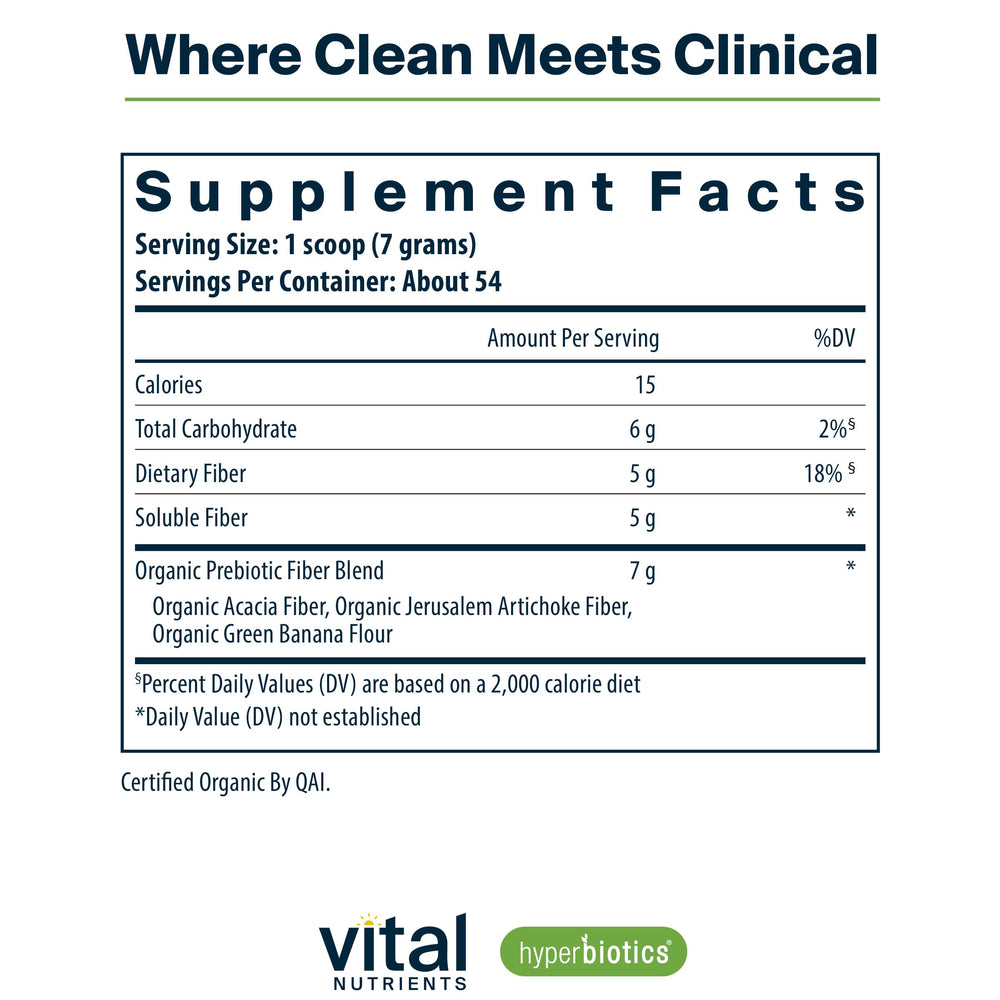 Hyperbiotics Vital Nutrients acacia fiber close-up promoting healthy gut bacteria.