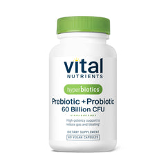 Hyperbiotics Vital Nutrients bottle front view with 60 vegan capsules for daily digestive support.