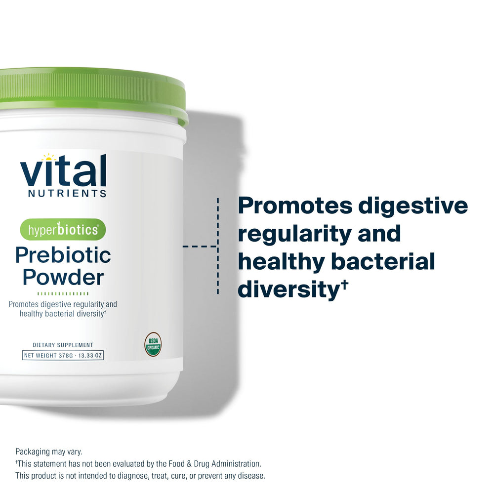 Hyperbiotics Vital Nutrients green banana flour close-up highlighting natural soluble fiber.