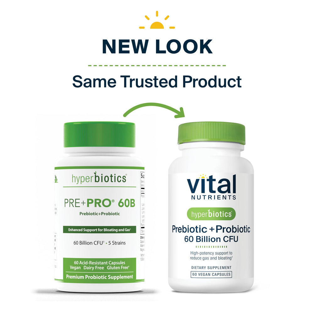 Shelf-stable labeling on Hyperbiotics Vital Nutrients bottle indicating no refrigeration required.