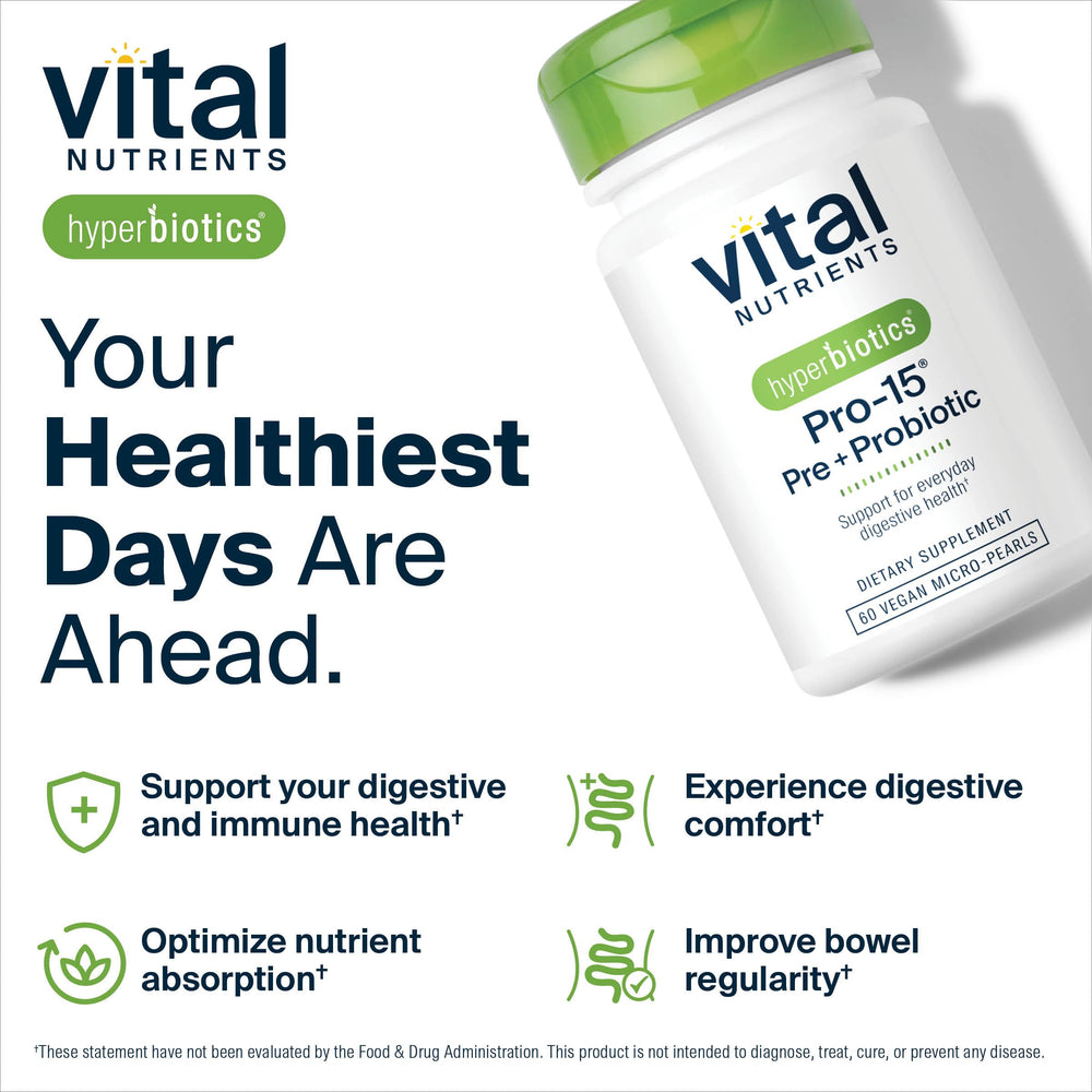 Hyperbiotics Vital Nutrients Pro-15 daily routine concept with a single pearl.