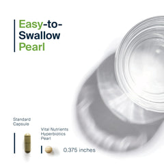 Hyperbiotics Vital Nutrients Pro-15 pearls close-up highlighting time-release form.