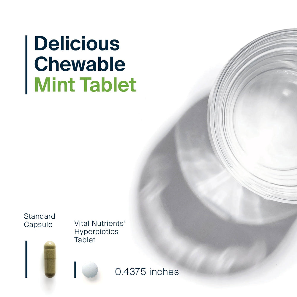 Tablets being chewed, Hyperbiotics Pro Dental provides convenient daily probiotic support