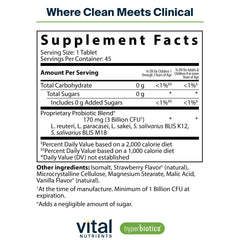 Hyperbiotics Pro Kids Probiotic ENT chewable tablet texture for easy daily dosing.