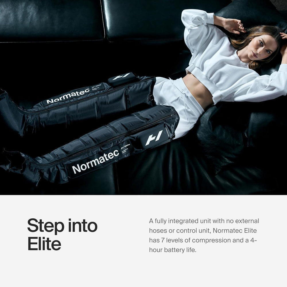 Hyperice Normatec Elite highlights seven compression levels and ZoneBoost technology.