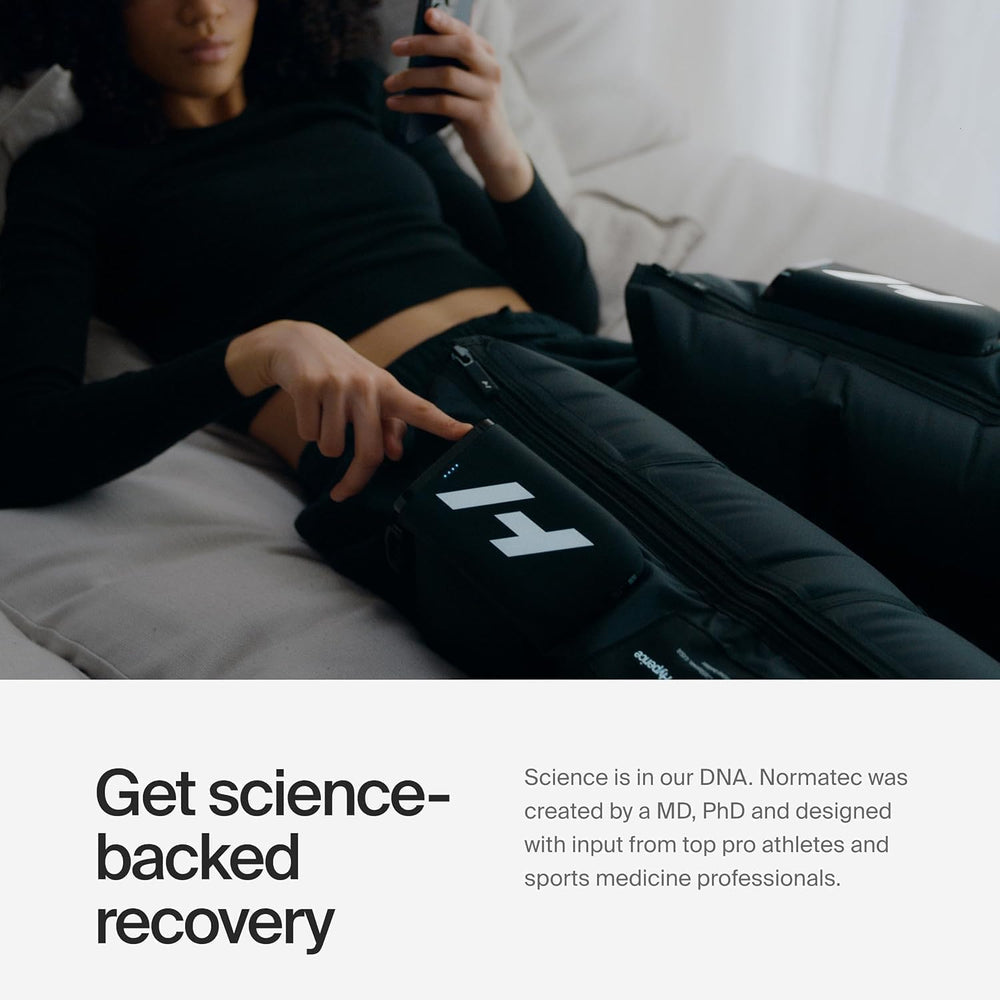 Hyperice Normatec Elite wearable boots reflect a lightweight design for travel.