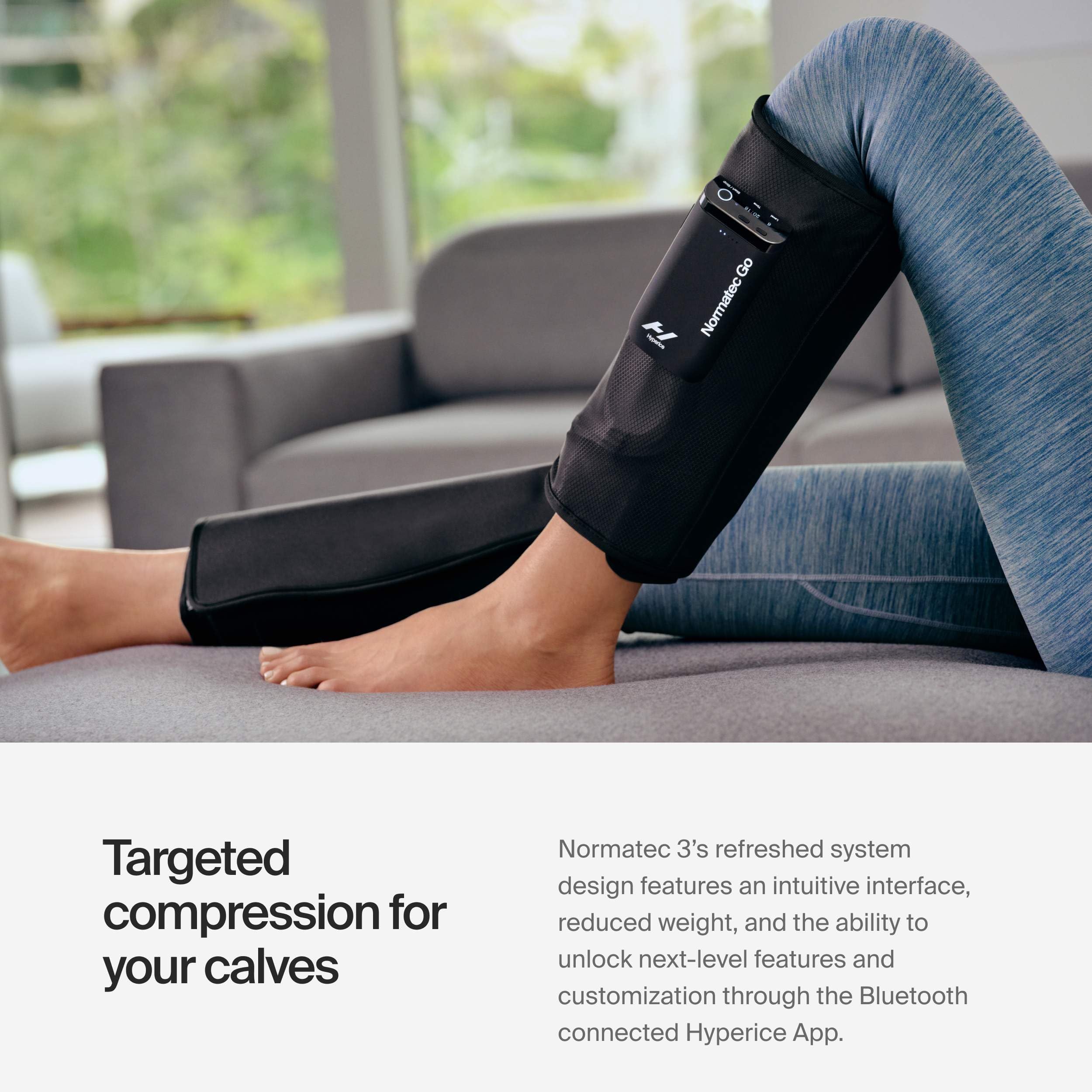 Hyperice Normatec Go portable setup fits under desk or at home.
