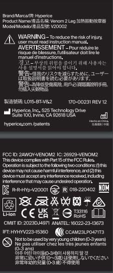 Hyperice Venom 2 Leg Wrap extended battery life for longer sessions.