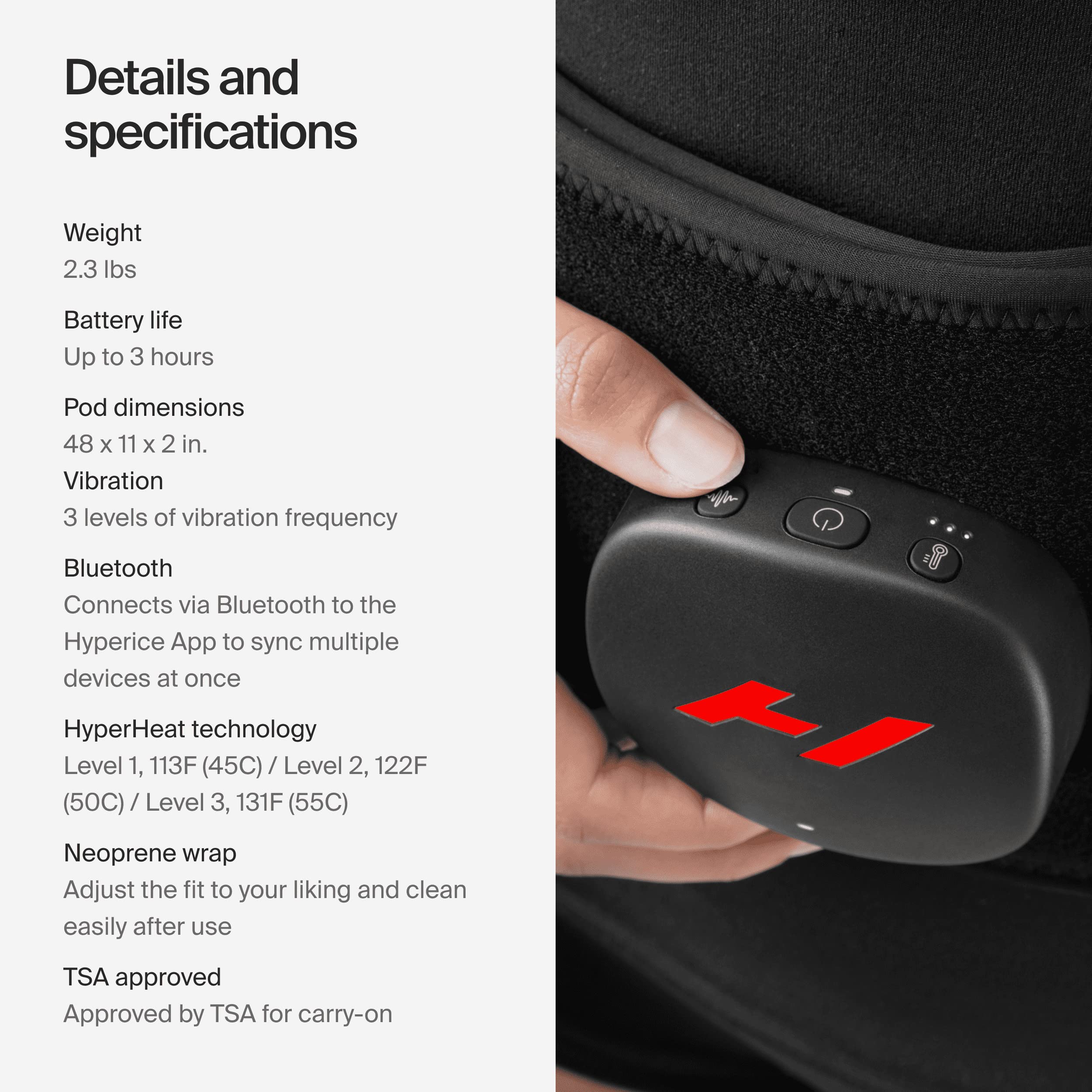 Hyperice Venom 2 Bluetooth app control enables personalized heat and massage.