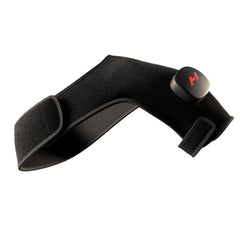 Hyperice Venom 2 left shoulder wrap in use for targeted warmth and soothing relief.