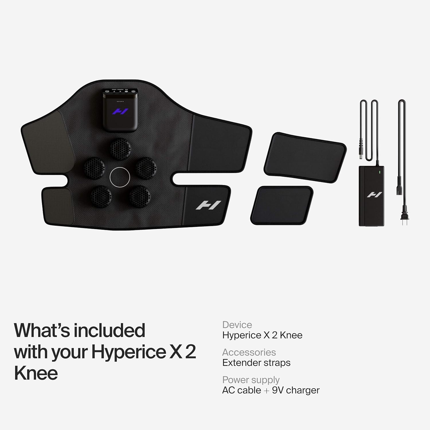 Hyperice X 2 Knee OLED display control for easy hot, cold, and compression adjustments.