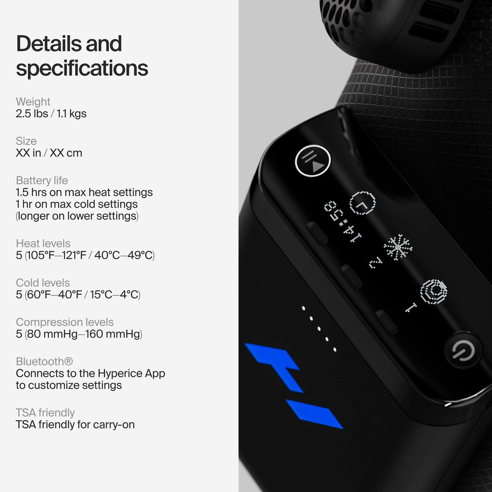 Hyperice X2 OLED display for easy mode switching.