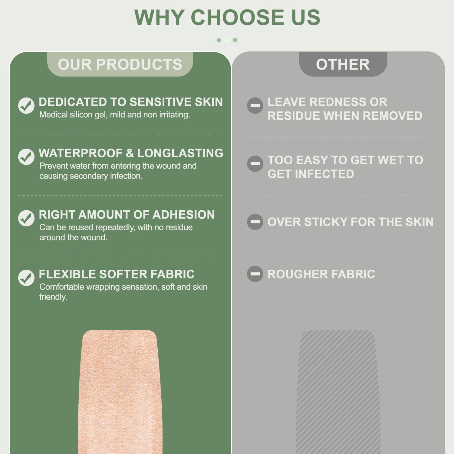 Hysimedy silicone bandage leaves no sticky residue after removal.
