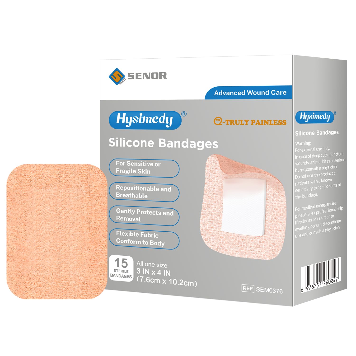 Hysimedy silicone bandage extra large cover adheres gently to skin