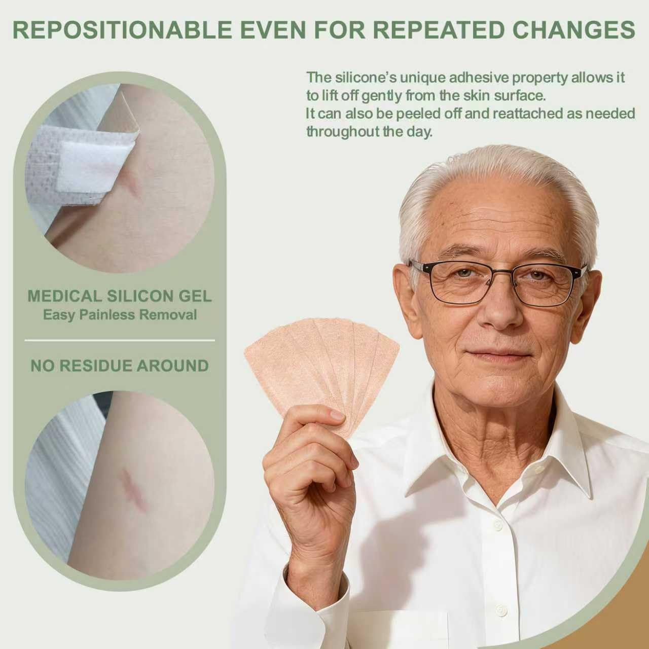 Hysimedy large silicone bandage breathable fabric protects wounds while flexible