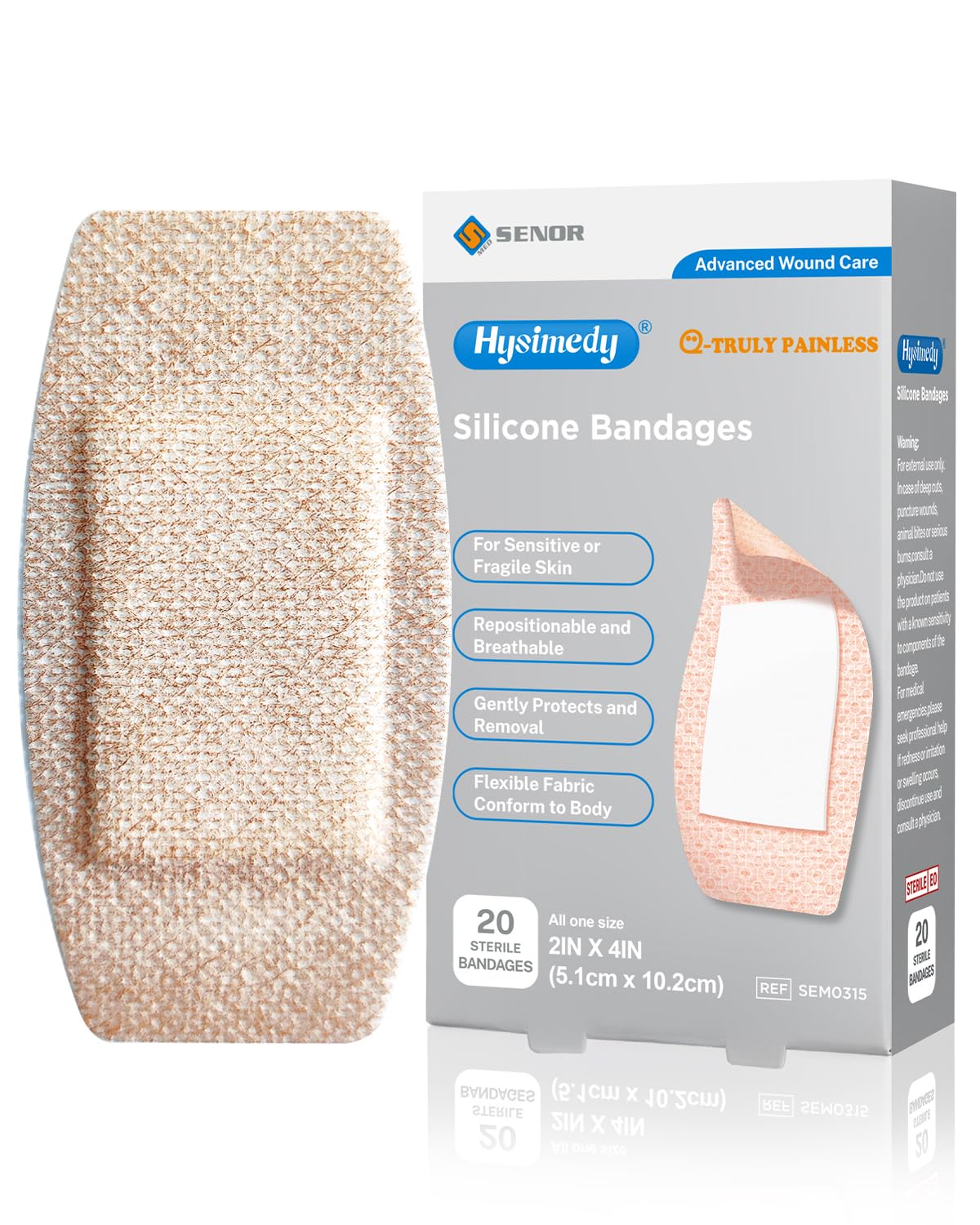 Hysimedy large packaging of silicone bandages for easy, gentle wound coverage