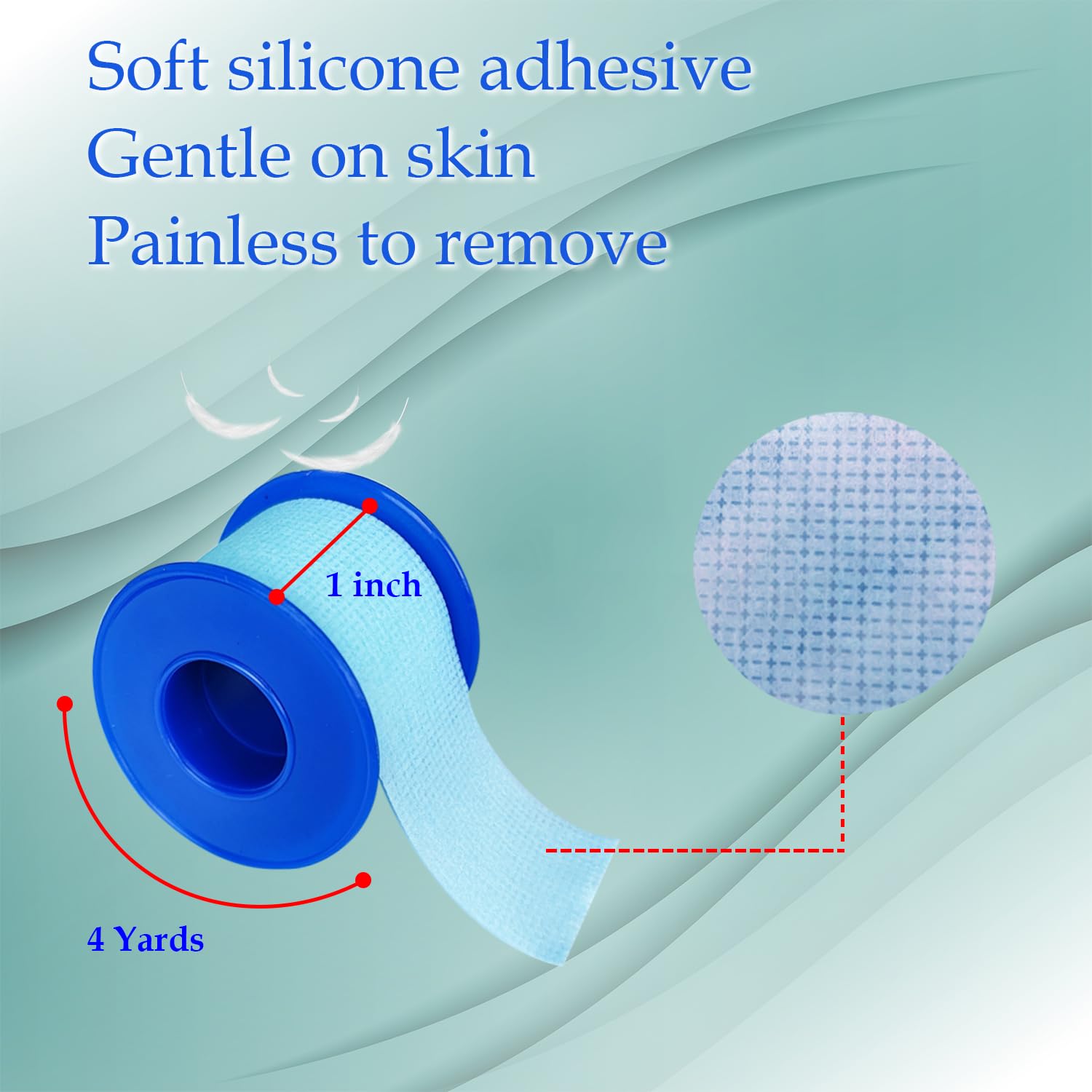 Close-up of Hysimedy tape shows soft silicone and gentle adhesion.