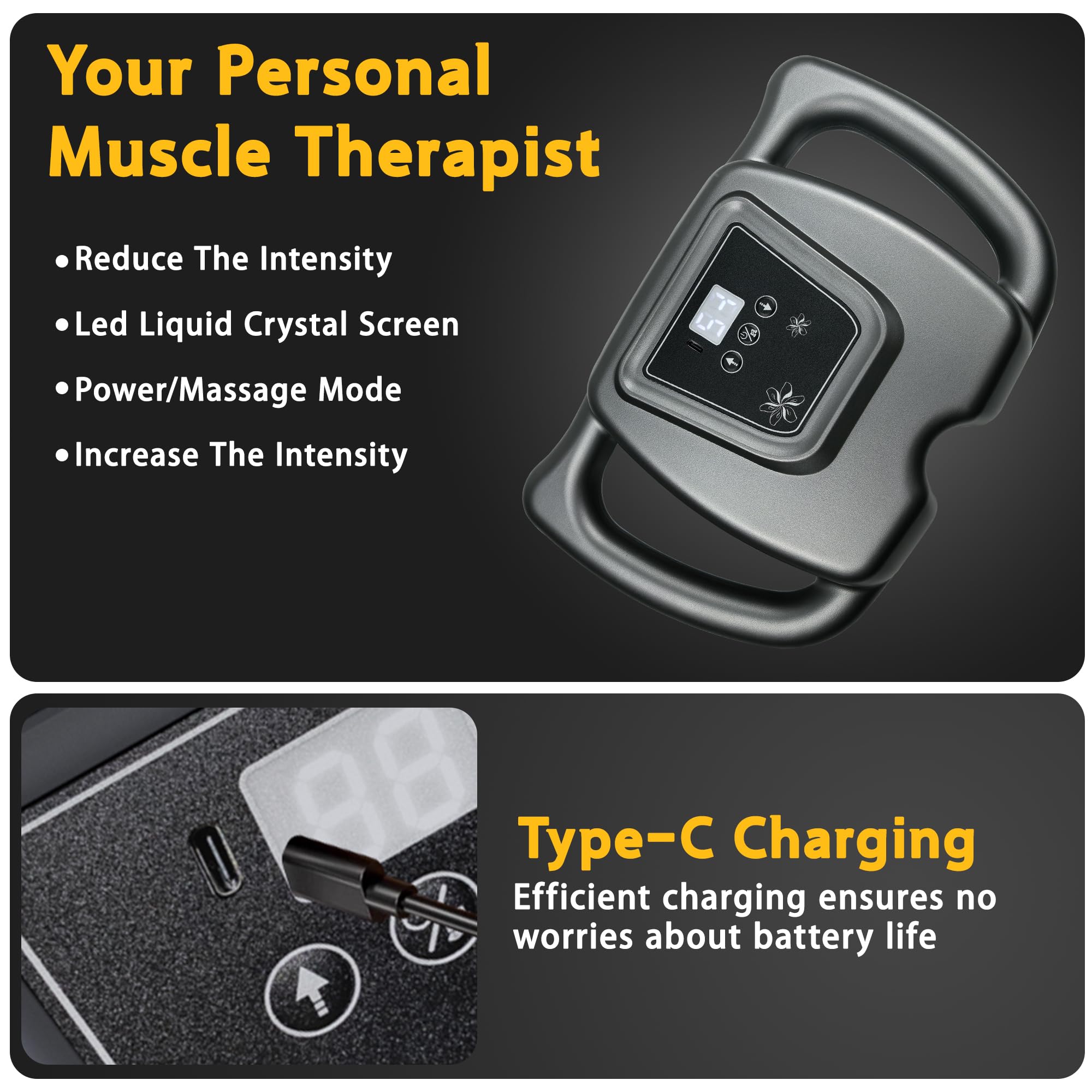 HYUVCX portable massage gun fits a gym bag for on-the-go relief.