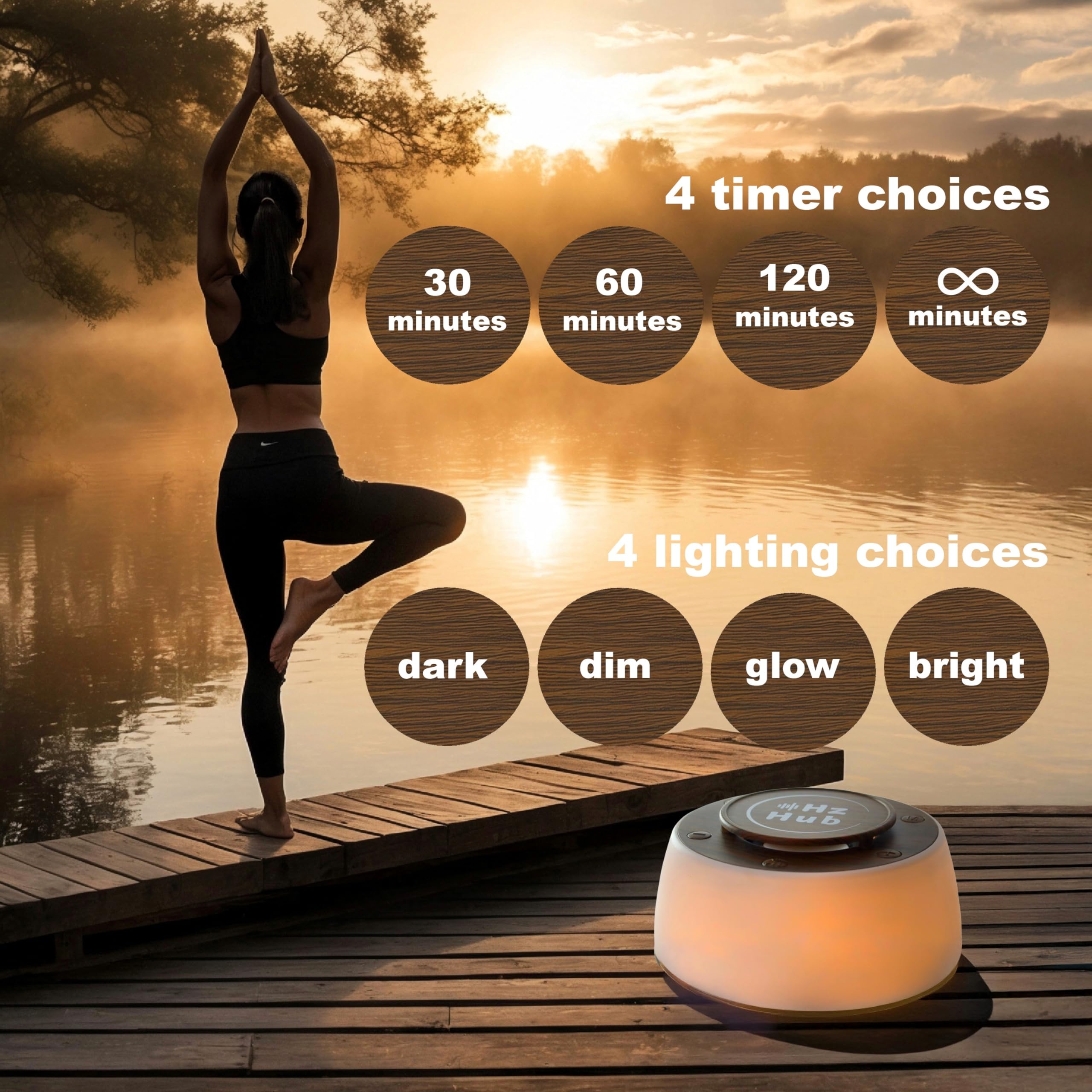 Hz Hub Bluetooth connectivity enables streaming calming sounds for focus.