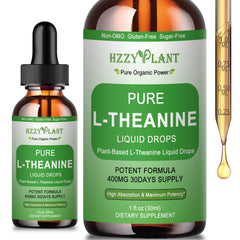 HZZYPLANT L-Theanine Liquid Drops bottle for plant-based calm support and fast absorption
