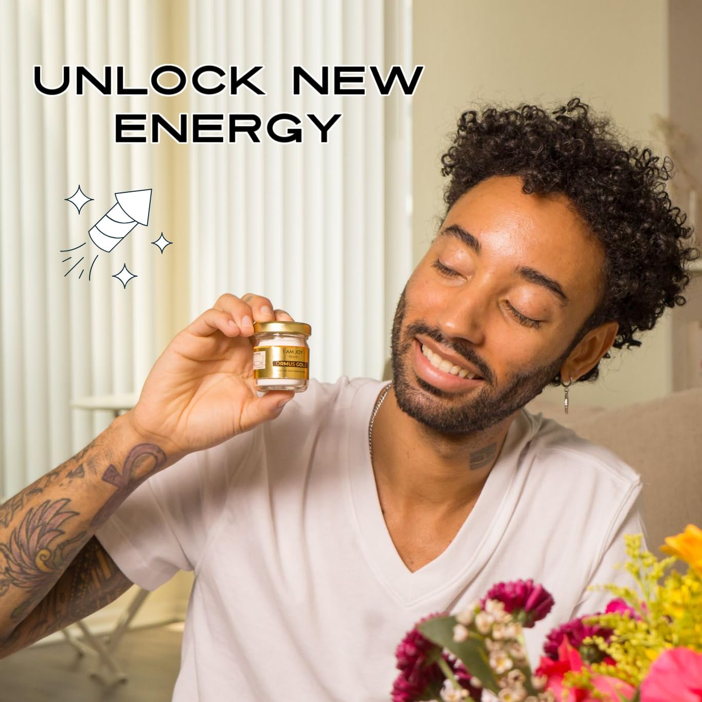 Close-up of I Am Joy Co 24k gold powder reveals fine texture and purity